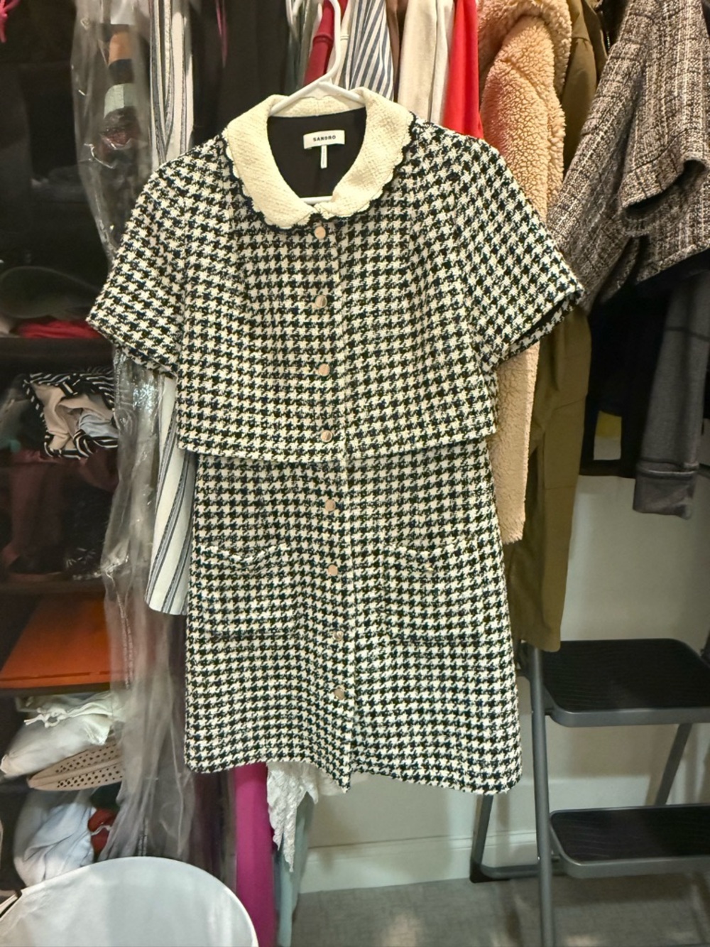 Sandro Faustina Houndstooth Mini Dress Size 36 - Picture 2 of 4